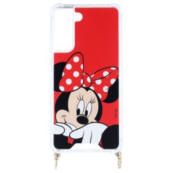 Funda Funda Minnie Fondo Rojo Colgante - Clásicos Disney para Samsung Galaxy S21 FE