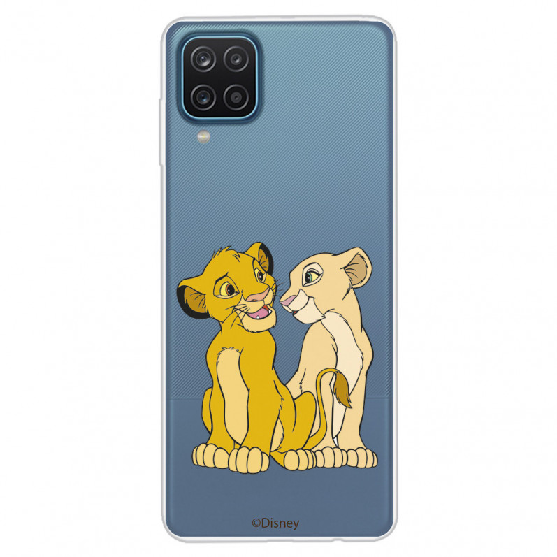 Funda para Samsung Galaxy M12 Oficial de Disney Simba y Nala Silueta - El Rey León