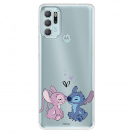 Funda para Motorola Moto G60S Oficial de Disney Angel & Stitch Beso - Lilo & Stitch
