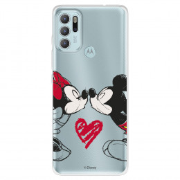 Funda para Motorola Moto G60S Oficial de Disney Mickey y Minnie Beso - Clásicos Disney
