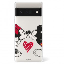Funda para Google Pixel 6 Pro Oficial de Disney Mickey y Minnie Beso - Clásicos Disney