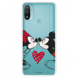Funda para Motorola Moto E40 Oficial de Disney Mickey y Minnie Beso - Clásicos Disney
