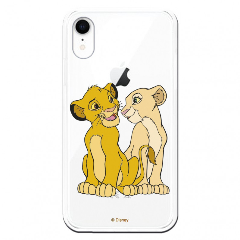 Capa Oficial Disney Simba e Nala transparente para iPhone XR - O Rei Leão