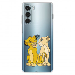Funda para Motorola Moto G200 5G Oficial de Disney Simba y Nala Silueta - El Rey León
