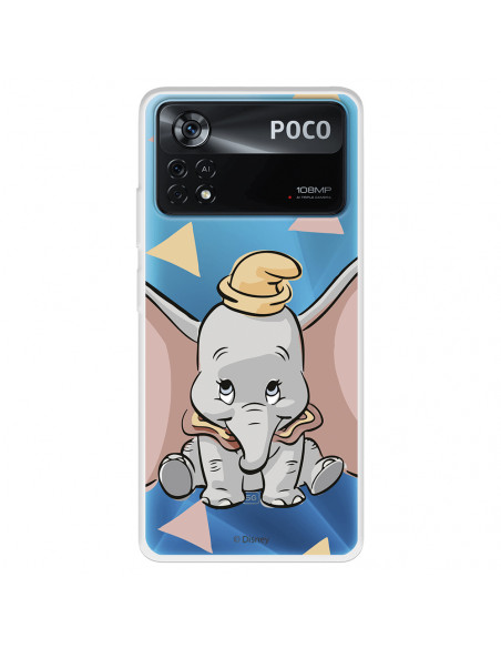 Capa para Xiaomi Poco X4 Pro Oficial da Disney Dumbo Silhueta Transparente  - Dumbo
