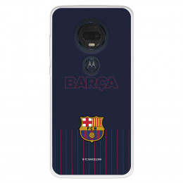 Funda para Motorola Moto G7 Plus del FC Barcelona Barsa Fondo Azul  - Licencia Oficial FC Barcelona