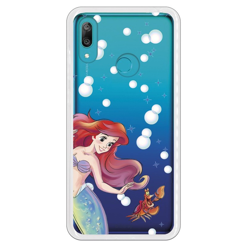 Funda Oficial Disney Sirenita y Sebastián Transparente para Huawei Y7 2019 - La Sirenita