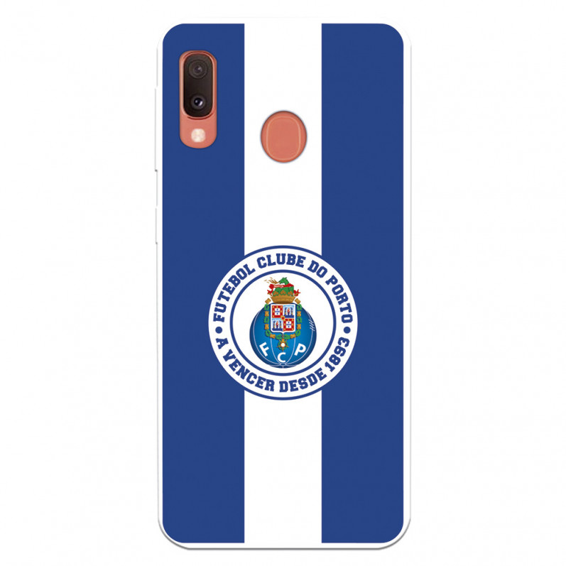 Funda para Samsung Galaxy A20e del Fútbol Club Oporto Escudo Rayas Azul y blanco  - Licencia Oficial Fútbol Club Oporto