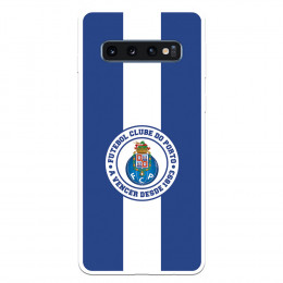 Funda para Samsung Galaxy S10 Plus del Fútbol Club Oporto Escudo Rayas Azul y blanco  - Licencia Oficial Fútbol Club Oporto