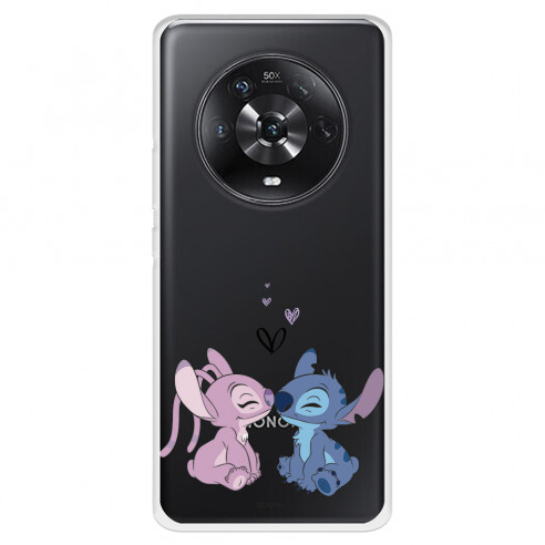 Funda para Huawei Honor Magic4 Lite Oficial de Disney Angel & Stitch Beso - Lilo & Stitch