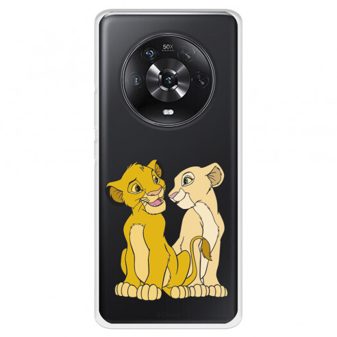 Funda para Huawei Honor Magic4 Lite Oficial de Disney Simba y Nala Silueta - El Rey León