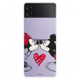 Funda para Samsung Galaxy Z Flip4 Oficial de Disney Mickey y Minnie Beso - Clásicos Disney