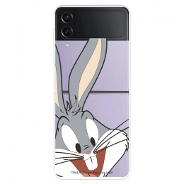 Funda para Samsung Galaxy Z Flip4 Oficial de Warner Bros Bugs Bunny Silueta Transparente - Looney Tunes