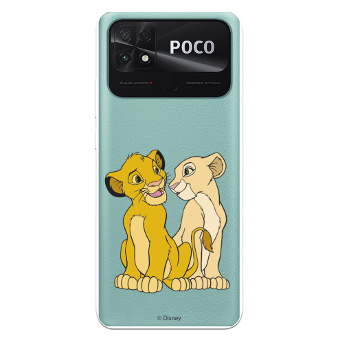 Capa para Xiaomi Poco C40 Oficial da Disney Simba e Nala Silhueta - O Rei Leão
