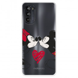 Funda para Motorola Moto G52 Oficial de Disney Mickey y Minnie Beso - Clásicos Disney