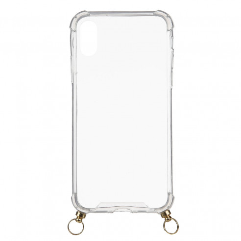 Capa silicone Suporte Cordão Transparente para iPhone XS