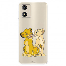 Funda para Motorola Moto E13 Oficial de Disney Simba y Nala Silueta - El Rey León