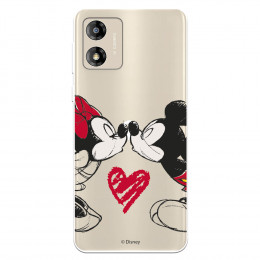 Funda para Motorola Moto E13 Oficial de Disney Mickey y Minnie Beso - Clásicos Disney