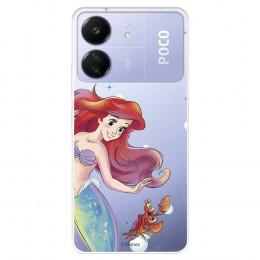Funda para Xiaomi Poco C65 Oficial de Disney Ariel y Sebastián Burbujas - La Sirenita