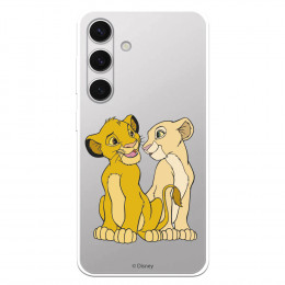 Funda para Samsung Galaxy S24 Oficial de Disney Simba y Nala Silueta - El Rey León