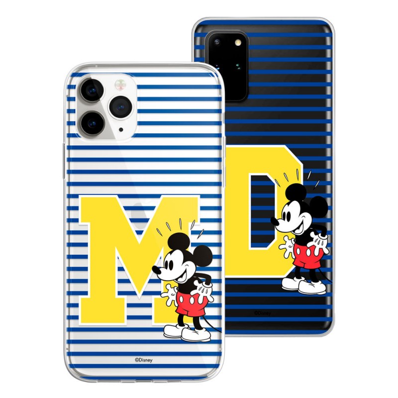 Funda Móvil Personalizada Disney con tus Iniciales Diseño Mickey Rayas - Licencia Oficial de Disney