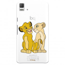 Carcasa Oficial Disney Simba y Nala transparente para Bq Aquaris E5 4G - El Rey León- La Casa de las Carcasas