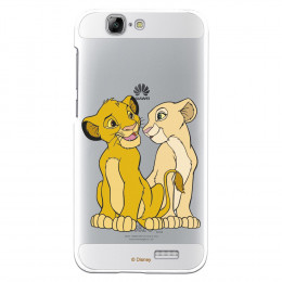 Carcasa Oficial Disney Simba y Nala transparente para Huawei Ascend G7 - El Rey León- La Casa de las Carcasas