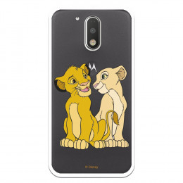 Carcasa Oficial Disney Simba y Nala transparente para Motorola Moto G4 Plus - El Rey León- La Casa de las Carcasas