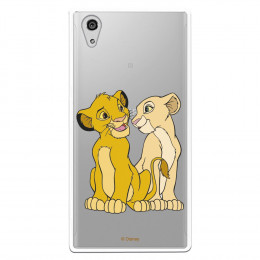 Carcasa Oficial Disney Simba y Nala transparente para Sony Xperia XA1 Plus - El Rey León- La Casa de las Carcasas