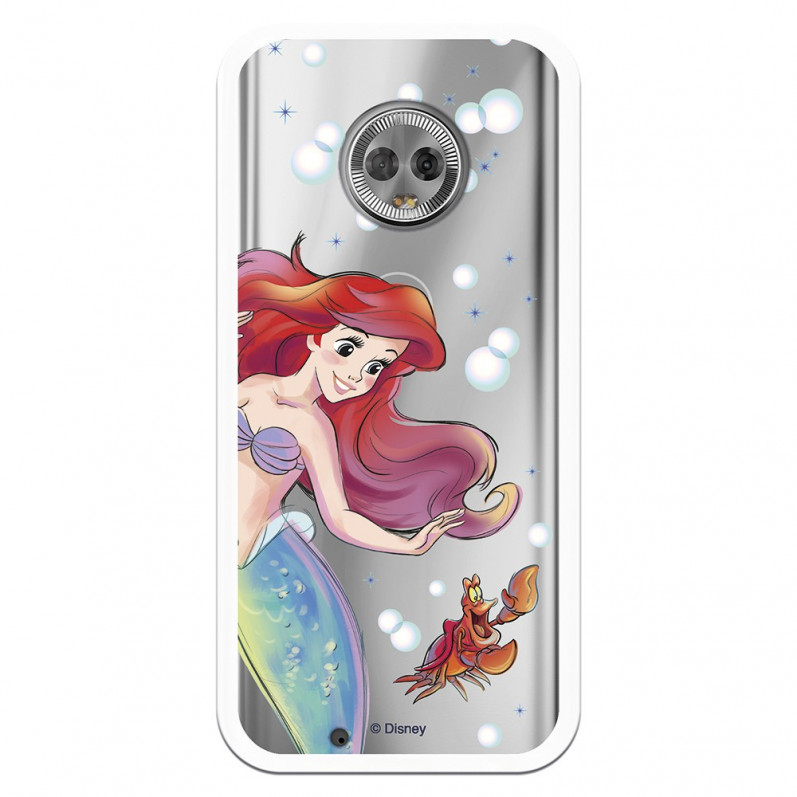 Carcasa Oficial Disney Sirenita y Sebastián Transparente para Motorola Moto G6 - La Sirenita- La Casa de las Carcasas
