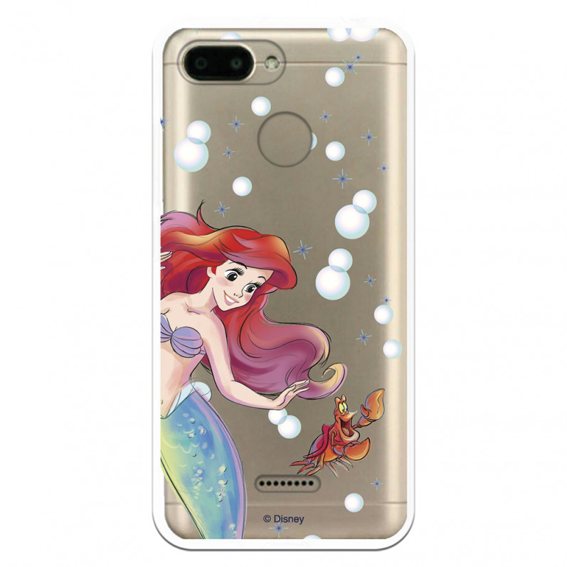 Carcasa Oficial Disney Sirenita y Sebastián Transparente para Xiaomi Redmi 6A - La Sirenita- La Casa de las Carcasas