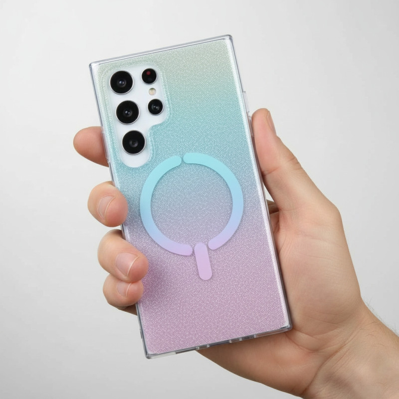Funda Ring Glitter Compatible con Magsafe para Samsung Galaxy S24 Ultra thumbnail
