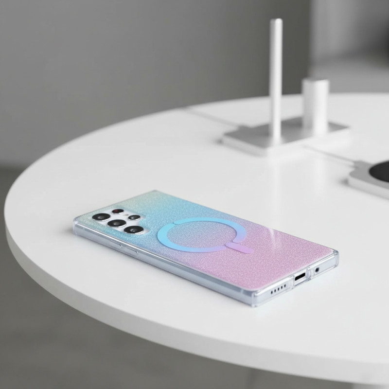 Funda Ring Glitter Compatible con Magsafe para Samsung Galaxy S24 Ultra thumbnail