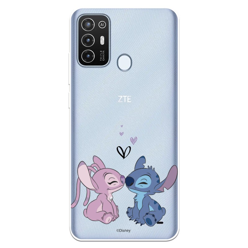 Funda para ZTE Blade A52 Oficial de Disney Angel & Stitch Beso - Lilo & Stitch