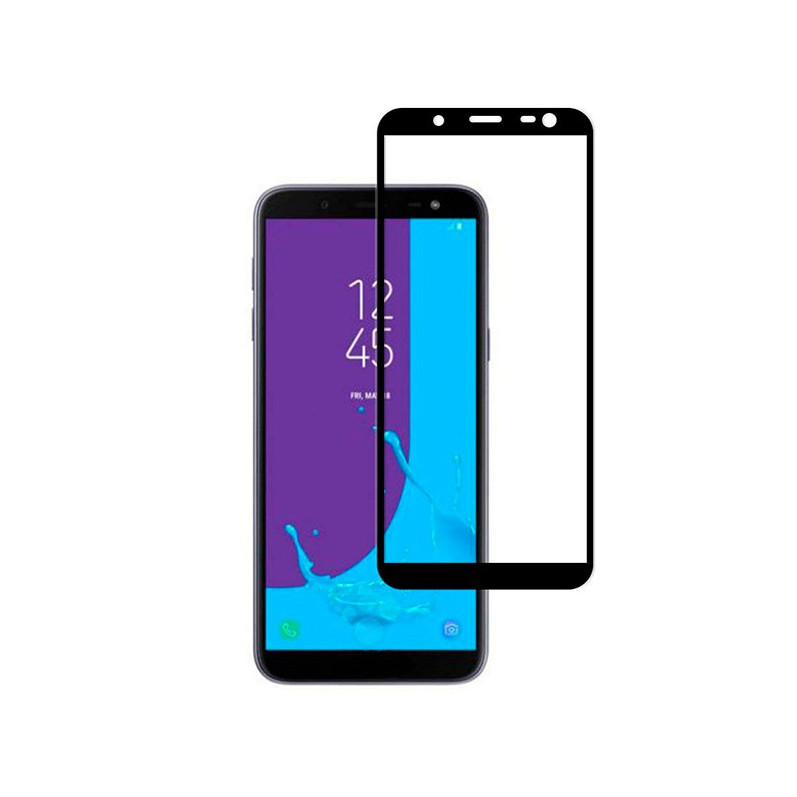 Película de vidro temperado completa preta para Samsung Galaxy J6 2018