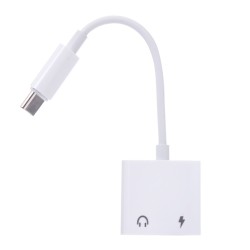 Adaptador Doble V8/Mini Jack a Tipo C Blanco