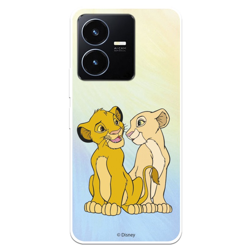 Funda para Vivo Y22S Oficial de Disney Simba y Nala Silueta - El Rey León