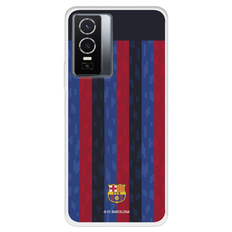 Funda para Vivo Y76 5G del FC Barcelona Fondo Rayas Verticales  - Licencia Oficial FC Barcelona