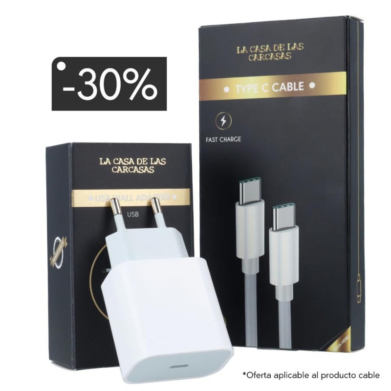 Pack Carregamento - Carregador carregamento rápido iPhone + cabo Tipo C/Tipo C