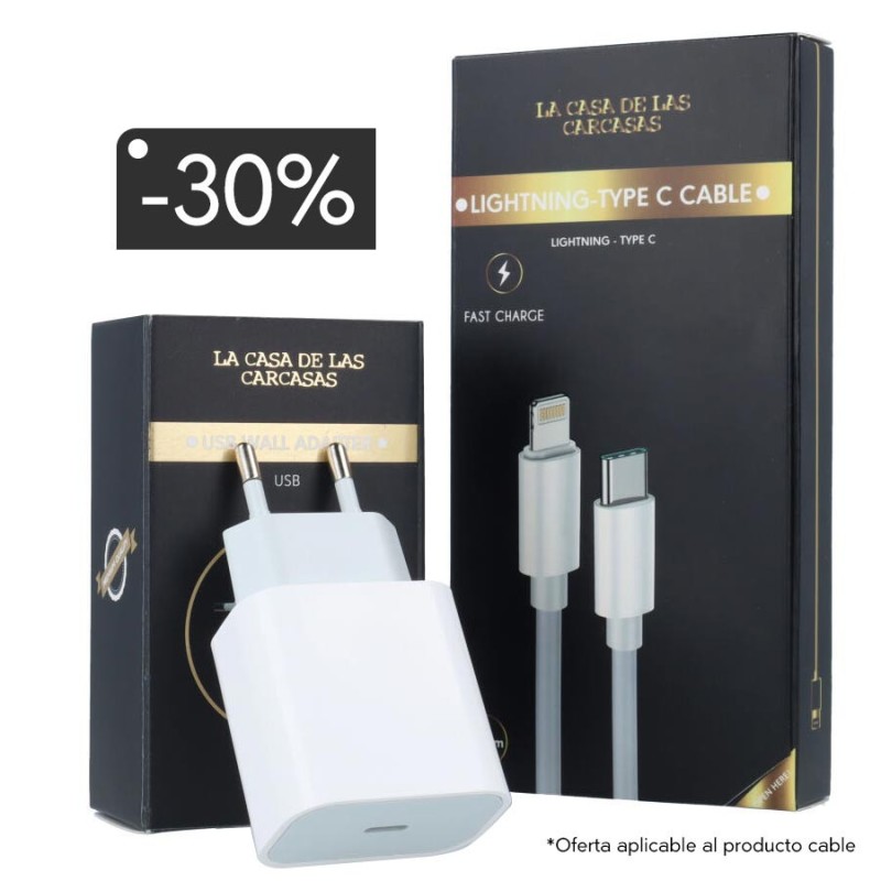 Pack de carregamento - Carregador rápido para iPhone + Cabo tipo C/Lightning