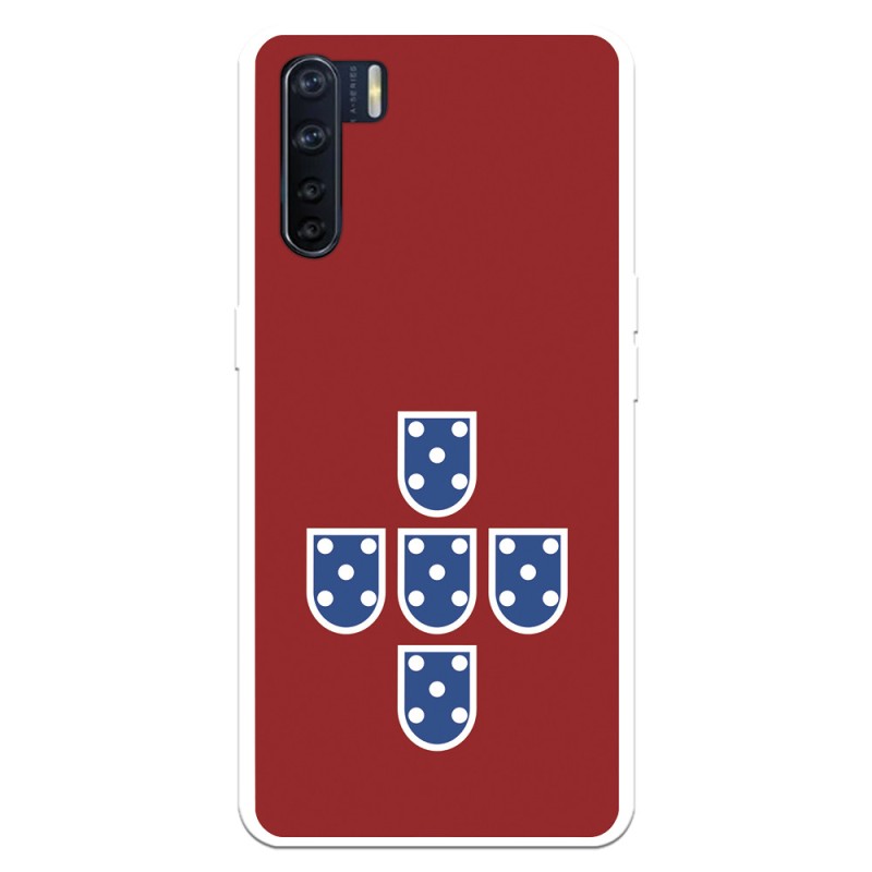 Funda para Oppo A91 del Federación Portuguesa de Fútbol Escudo Fondo Rojo  - Licencia Oficial Federación Portuguesa de Fútbol