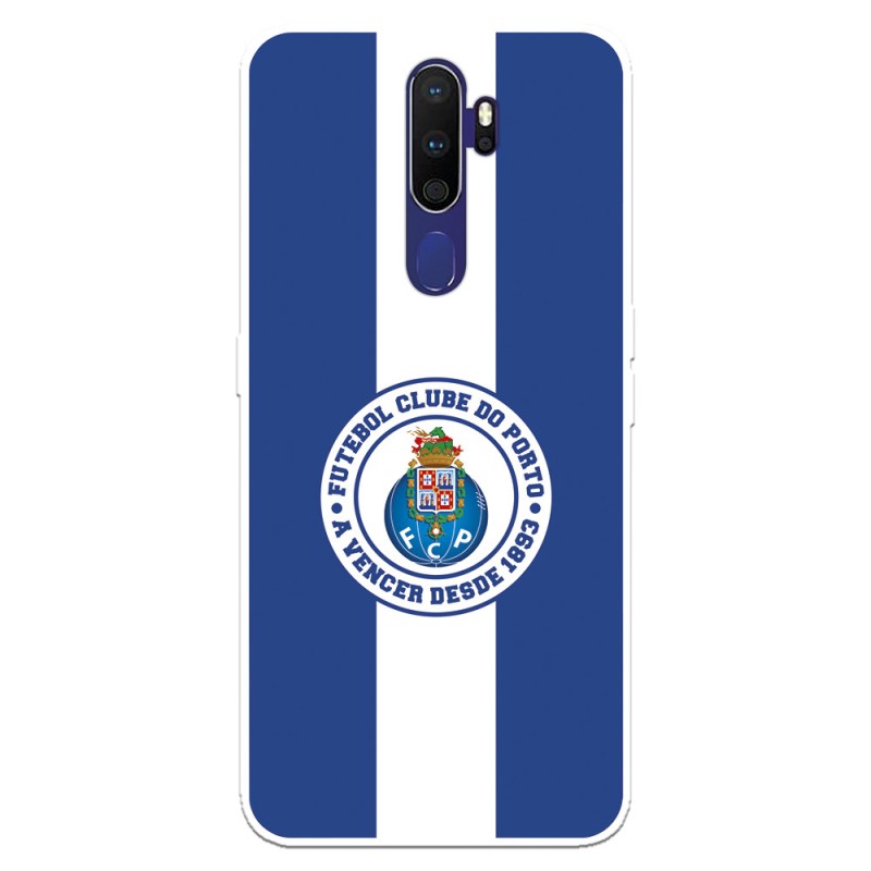 Funda para Oppo A9 2020 del Fútbol Club Oporto Escudo Rayas Azul y blanco  - Licencia Oficial Fútbol Club Oporto