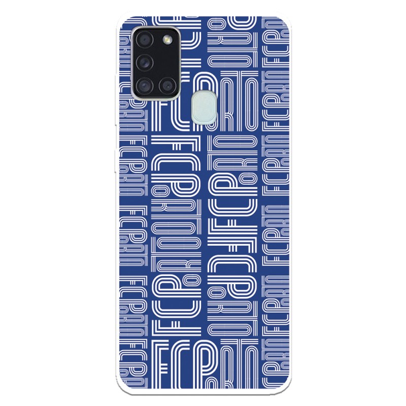 Funda para Samsung Galaxy A21s del Fútbol Club Oporto Nombre Fondo Azul  - Licencia Oficial Fútbol Club Oporto