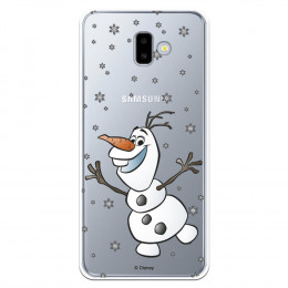Funda para Samsung Galaxy J6 Plus Oficial de Disney Olaf Transparente - Frozen