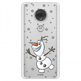Funda para Motorola Moto G7 Plus Oficial de Disney Olaf Transparente - Frozen