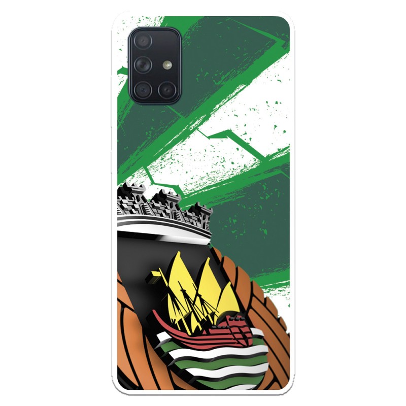 Funda para Samsung Galaxy A30s Oficial del Rio Ave FC Escudo Fondo Verde y Blanco - Licencia Oficial del Rio Ave FC