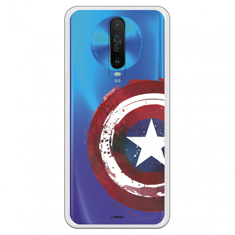 Funda para Xiaomi Redmi K30 Oficial de Marvel Capitán América Escudo Transparente - Marvel