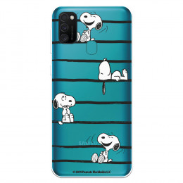 Funda para Samsung Galaxy M21 Oficial de Peanuts Snoopy rayas - Snoopy