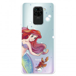 Funda para Xiaomi Redmi Note 9 Oficial de Disney Ariel y Sebastián Burbujas - La Sirenita