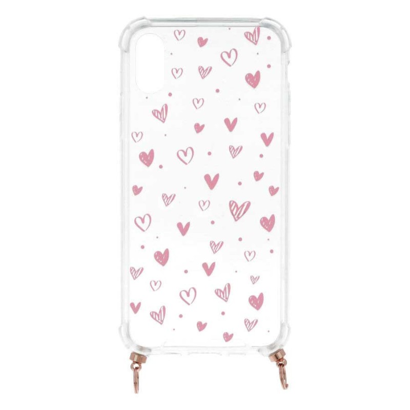 Funda Silicona Colgante Corazones para iPhone XS